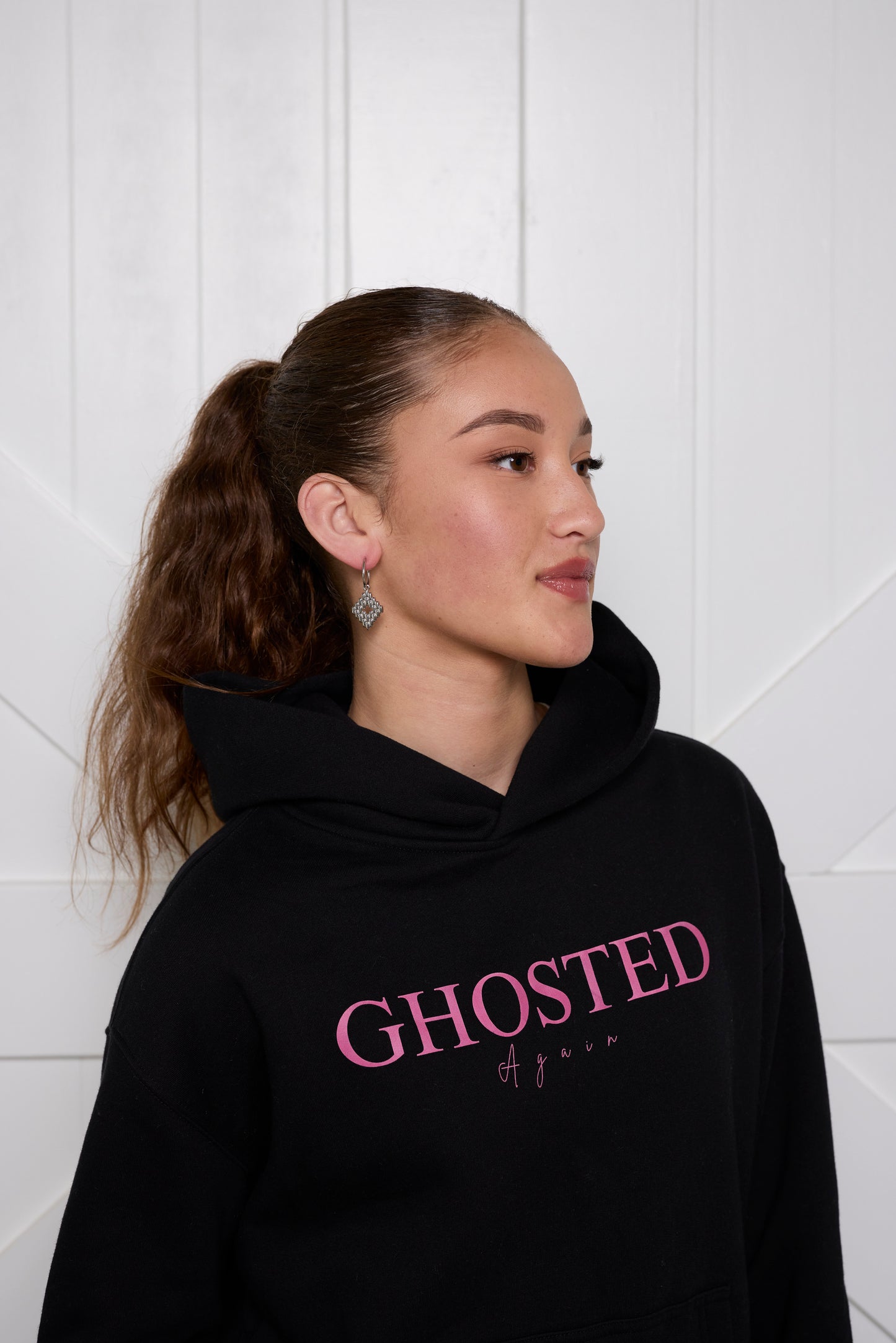 Women's Slim Fit Hoodies - Ghosted again (Pink Logo)